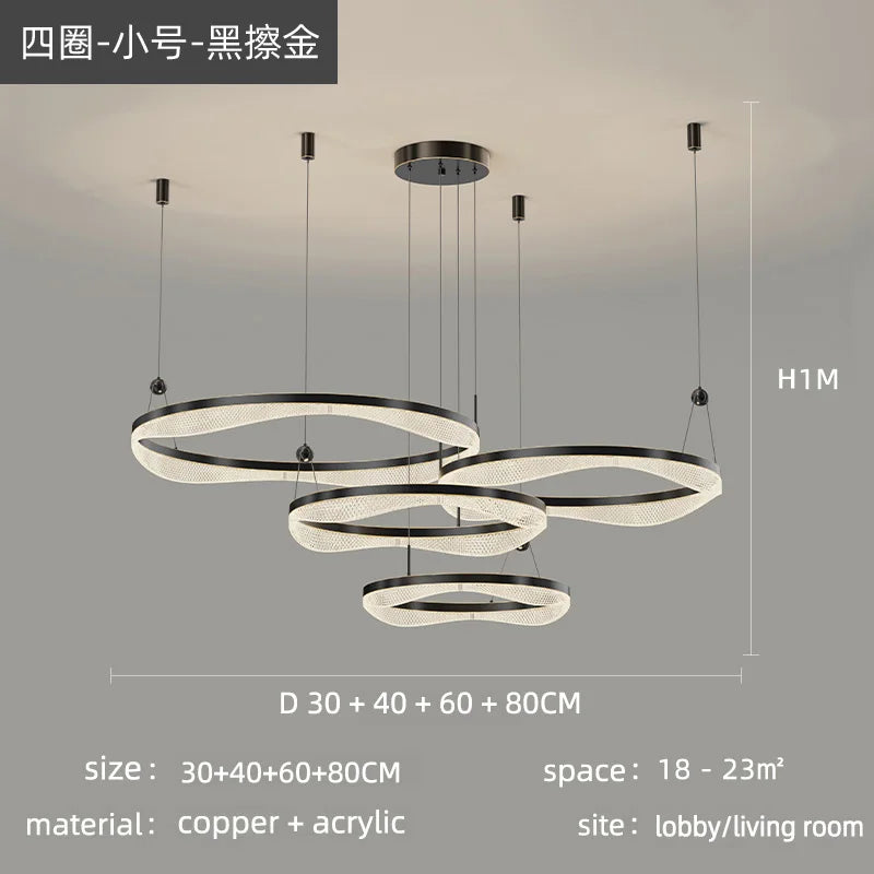 DecorBites™ LED Ring Pendant Chandelier for Living Room Bedroom and Dining Room