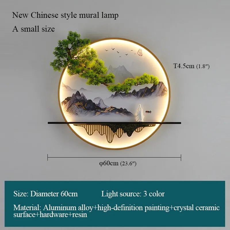 DecorBites™ Chinese Landscape LED Wall Lamp for Home Living Bedroom Study