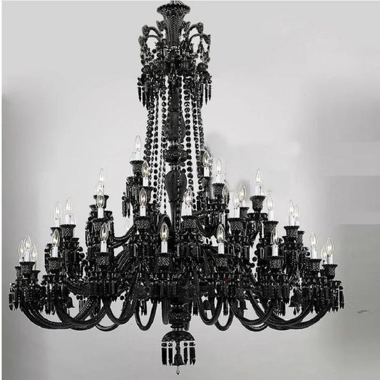 DecorBites™ Black Crystal Chandelier: Luxury Lighting for Villa Hotel, Living Room, Dining Room