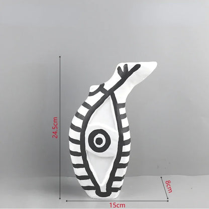 DecorBites™ Abstract Geometric Eye Pattern Vase Resin Handicraft Room Decoration