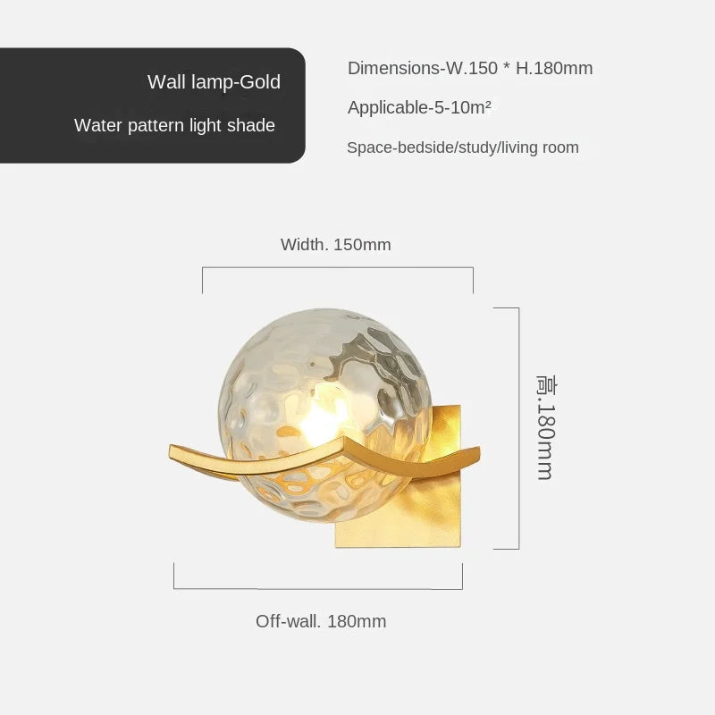 Lámpara de pared de bola de vidrio oro Decorbites™ para decoración de iluminación interior moderna
