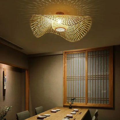 DecorBites™ Bamboo Pendant Chandelier for Dining Room | Japanese Style Ceiling Lamp