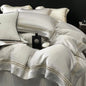 Decobites Luxury Lace Edge Bedding Set: Duvet Cover, Bed Sheet, Fitted Sheet, Pillowcases