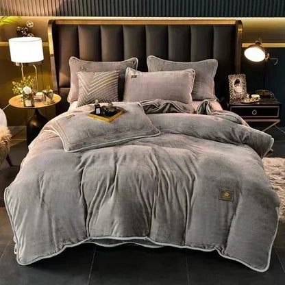 Decobites Plush Milk Velvet King Bedding Set for Winter Warmth