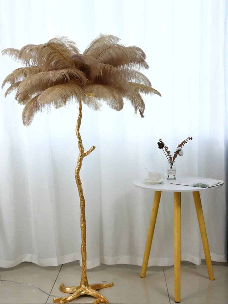 DecorBites™ Elegant Ostrich Feather Floor Lamp for Home Decor & Lighting