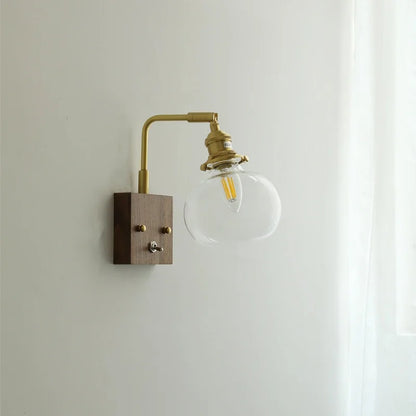 DecorBites™ Clear Glass LED Wall Sconce Walnut Copper Modern Stair Light Fixtures