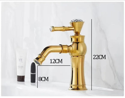 DecorBites™ Gold Brass Bathroom Faucet Single Handle Deck Mounted Basin Mixer Tap