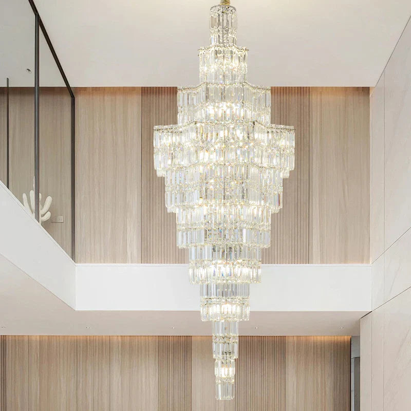 DecorBites™ Crystal Staircase Chandelier: Luxury European Style for Villa Living Room