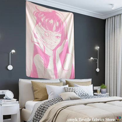 Decobites Mysterious Horror Anime Tapestry | Kawaii Room Decor Art Illustration