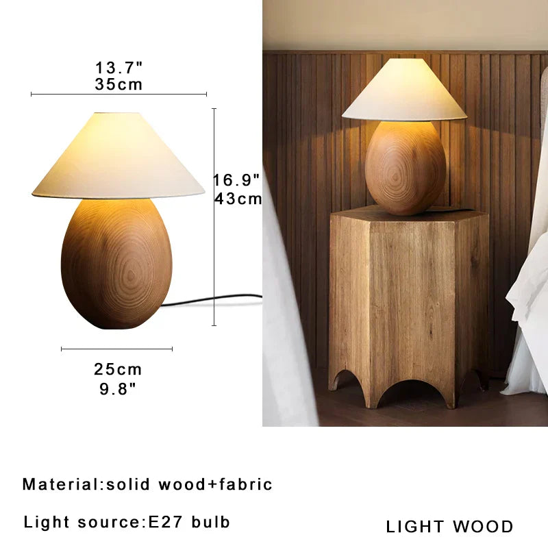 DecorBites™ Elegant Wood Table Lamp for Bedroom Office Decor