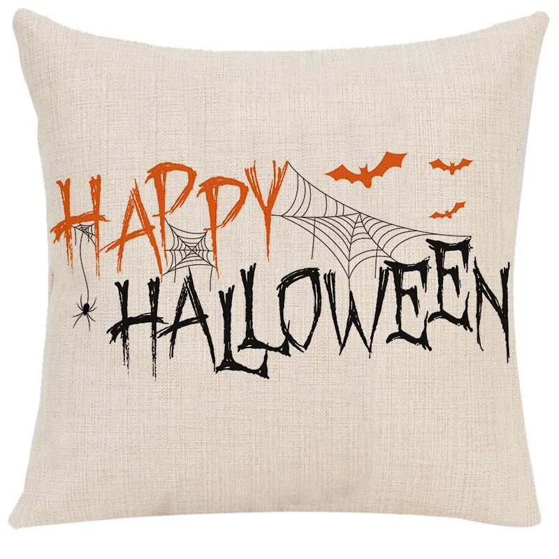 Funda de cojín de lino Decorbites™ de Halloween para la decoración del salón y el sofá - Truco o trato