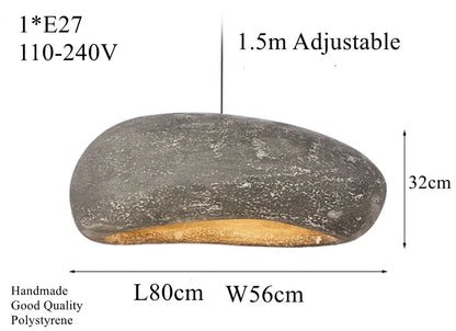 DecorBites™ Handmade Polystyrene Indoor Pendant Lamp - Dinning Island Coffee Shop Bar Rock Wabi Sabi