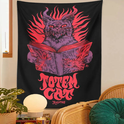 Mystic Cat Tapestry Wall Hanging for Witchcraft and Tarot by Decobites