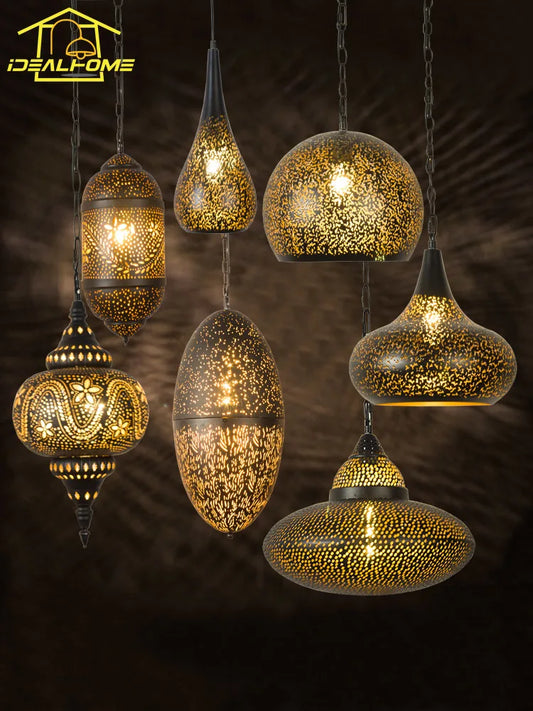 DecorBites™ Antique Hollow Carving Pendant Light - Vintage LED Decor for Home, Hotel, Restaurant