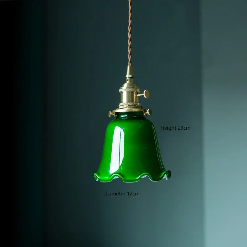 Luces colgantes LED de vidrio verde Decorbites™: Lámpara colgante de estilo vintage japonés-americano