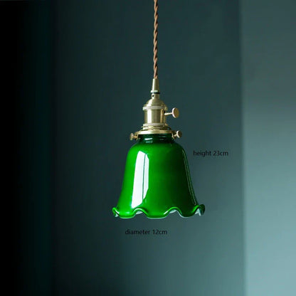 DecorBites™ Green Glass LED Pendant Light for Home Decor & Restaurant Vintage Lighting