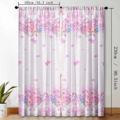 Decobites Pink Floral Bag Curtains for Home Decoration, Kitchen, Coffee Shop, Living Room