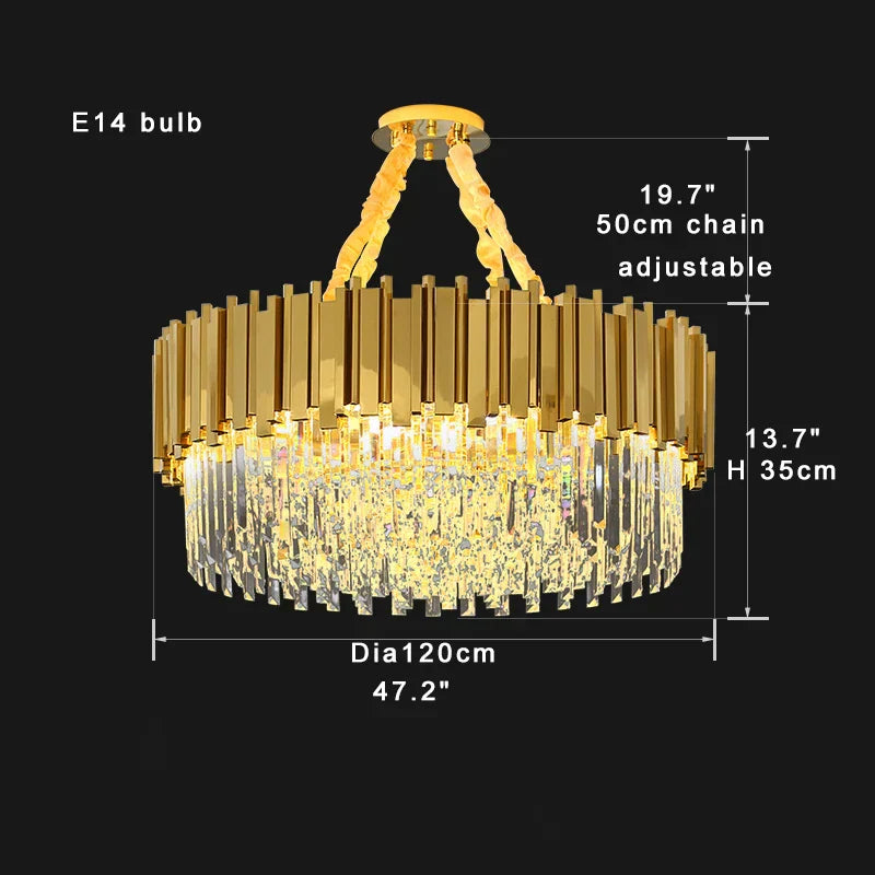 DecorBites™ Gold K9 Crystal Ceiling Chandelier, Dimmable Luxury Living Room Bedroom Lighting
