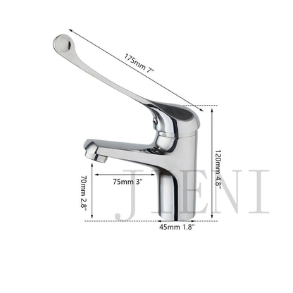 DecorBites™ Brass Long Handle Basin Faucet Mixer Tap Deck Mount Chrome Polished