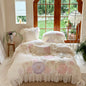 Decobites Romantic Flowers Lace Ruffles Princess Bedding Set, 1200TC Egyptian Cotton, Duvet Cover, Bed Sheet, Pillowcases