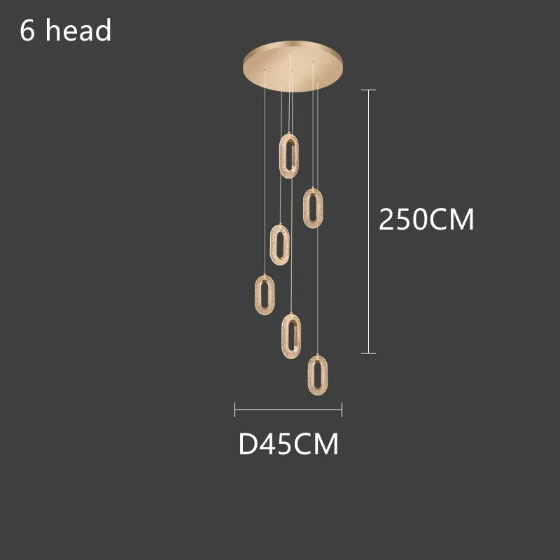 DecorBites™ Gold Acrylic Chandelier LED Pendant Light Modern Staircase Bedroom Living Room Decor