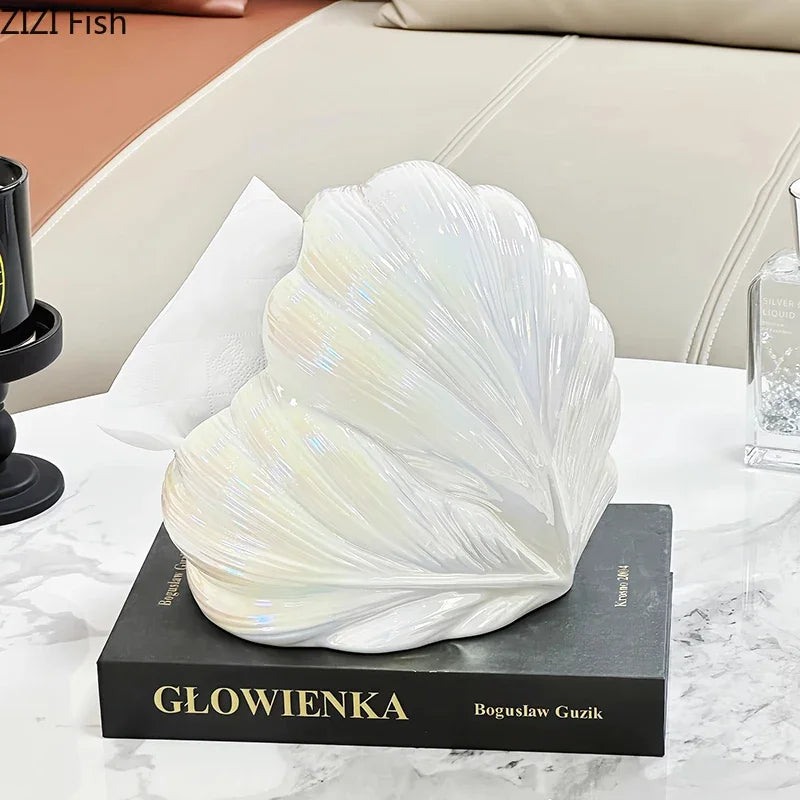 DecorBites™ Heart Feather Ceramic Tissue Box Desk Decoration Bedside Paper Towel Case