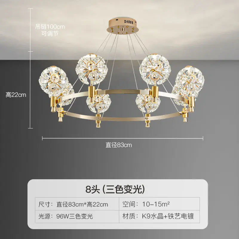 DecorBites™ Crystal Chandelier: Dandelion Design for Luxe Living Room, Dining, or Master Bedroom