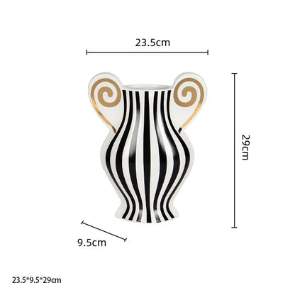 Decorbites™ Geometrische Fransen-Keramikvase Vintage-Kessel Heimdekoration-Zubehör