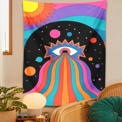 Decobites Sun Moon Rainbow Tapestry Wall Hanging for Boho Home Decor