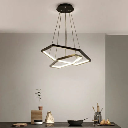 DecorBites™ Hexagon Aluminium LED Pendant Light Dimmable Minimalist Chandelier for Living Room Bedroom