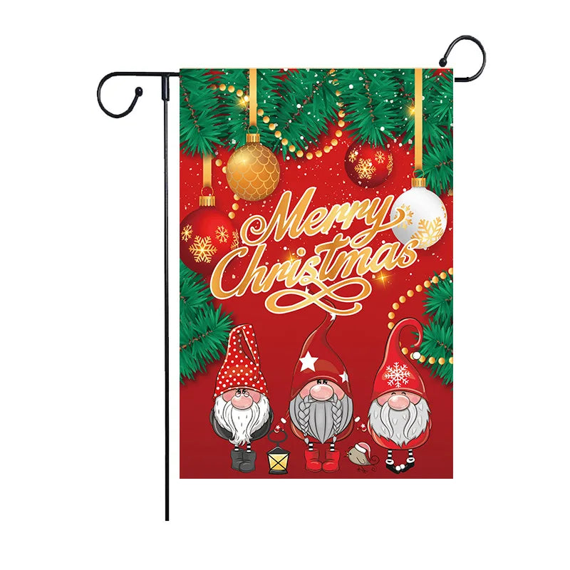 DecorBites™ Christmas Deer & Santa Garden Flags - Outdoor Xmas Decorations