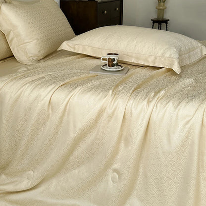 Decobites Silky Soft Cool Champagne Jacquard Summer Comforter Blanket