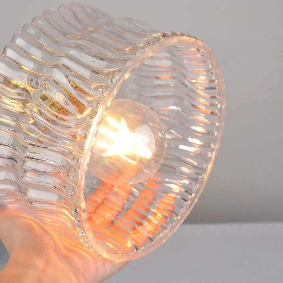 DecorBites™ Clear Glass Wall Sconce LED Lights Modern Nordic Copper Bedside Lamp