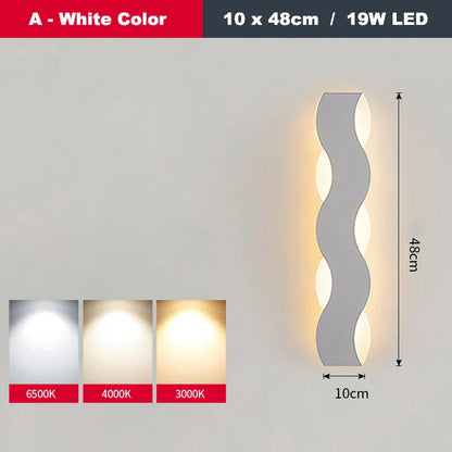 Aplique de pared LED ondulado DecorBites™ para pasillos interiores, dormitorios y sofás