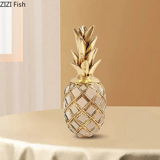 DecorBites™ Golden Pineapple Resin Sculpture Desk Decoration Art Statuette