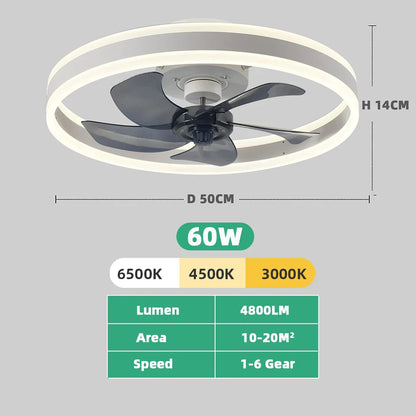 DecorBites™ LED Silent Ceiling Fan Light Control Modern Bedroom Living Room Indoor Decor