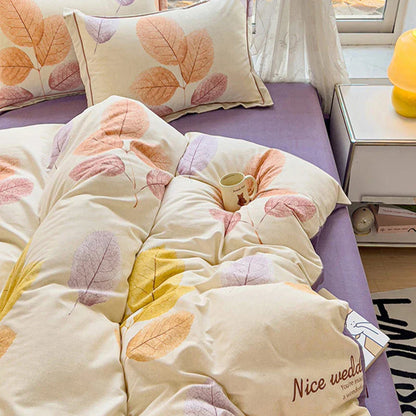 DecorBites™ Brushed Cotton Printed Duvet Cover Set - Single/Double Bed Bedclothes