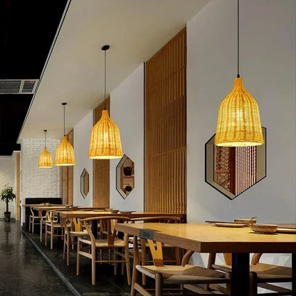 ديكوربايتس™ مصباح معلق من الخيزران المنسوج 30 سم - وحدات إضاءة ديكورية على الطراز الصيني