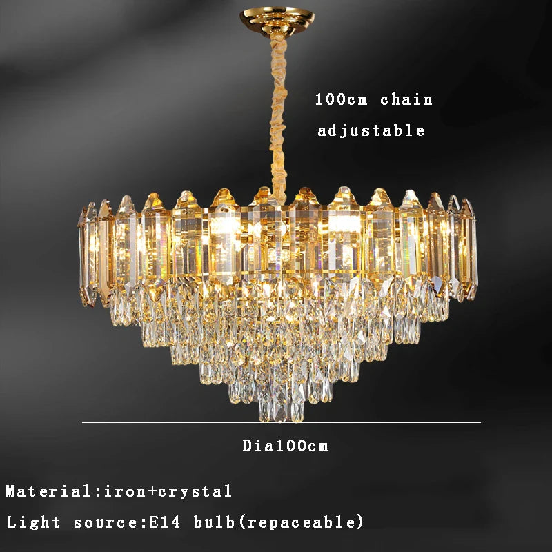 Decorbites™ Lámpara de Araña de Cristal Ámbar Dorado Luces Decoración Moderna para Habitación Lámpara Colgante