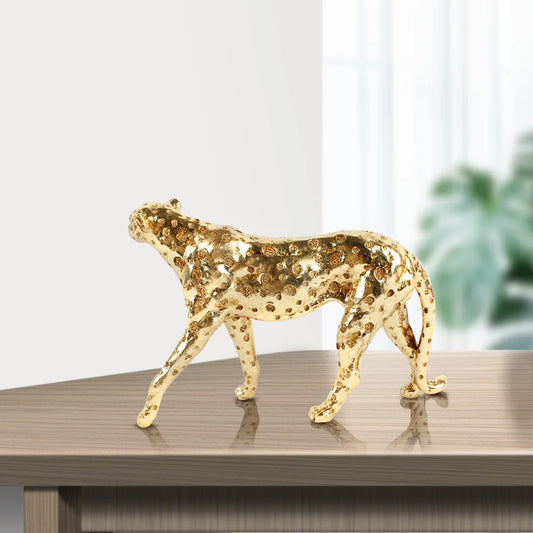 DecorBites™ Golden Leopard Cheetah Resin Animal Sculpture Figurine