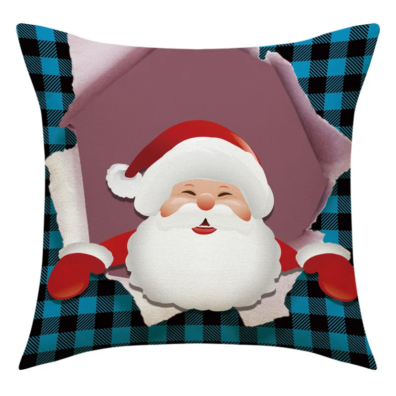 DecorBites™ Christmas Pillowcase: Santa Claus Snowman Print for Living Room Sofa Decor