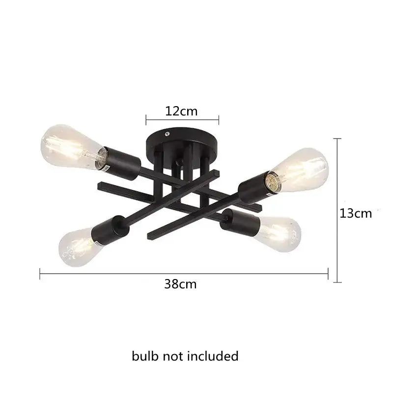 DecorBites™ Modern Black Sputnik Chandelier Flush Mount