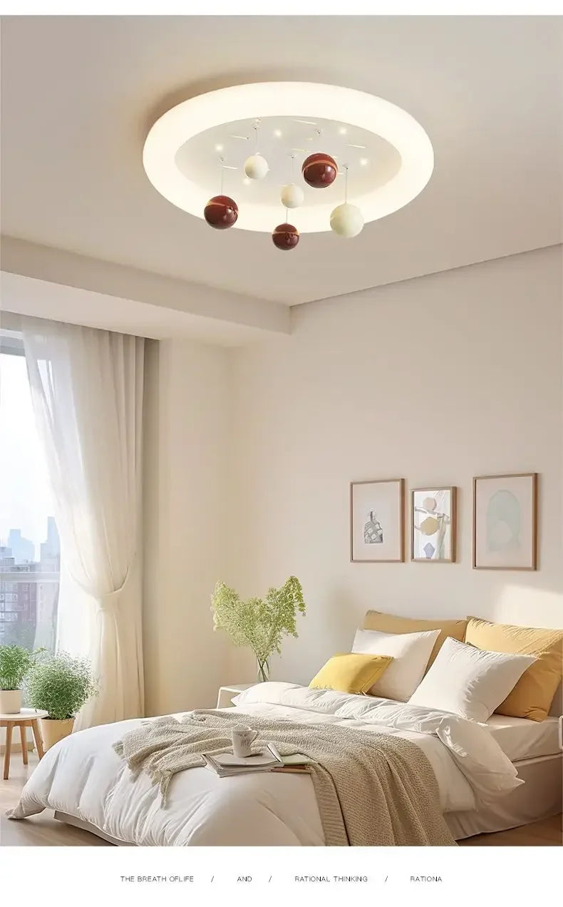 Lámpara de Araña en la Nube para Niños Decorbites™ para la Habitación de los Niños, Espectro Completo, para Niños y Niñas, Estilo Crema