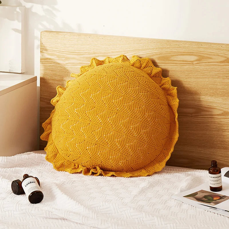 وسائد ديكوربايتس™ ثلاثية الأبعاد بنقشة زهور - وسائد بتلات بيضاء لديكور المنزل بمقاس 50×50 سم