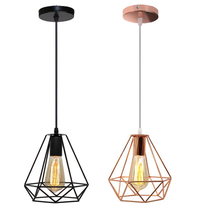 DecorBites™ Industrial Metal Cage Pendant Lamp for Home Lighting