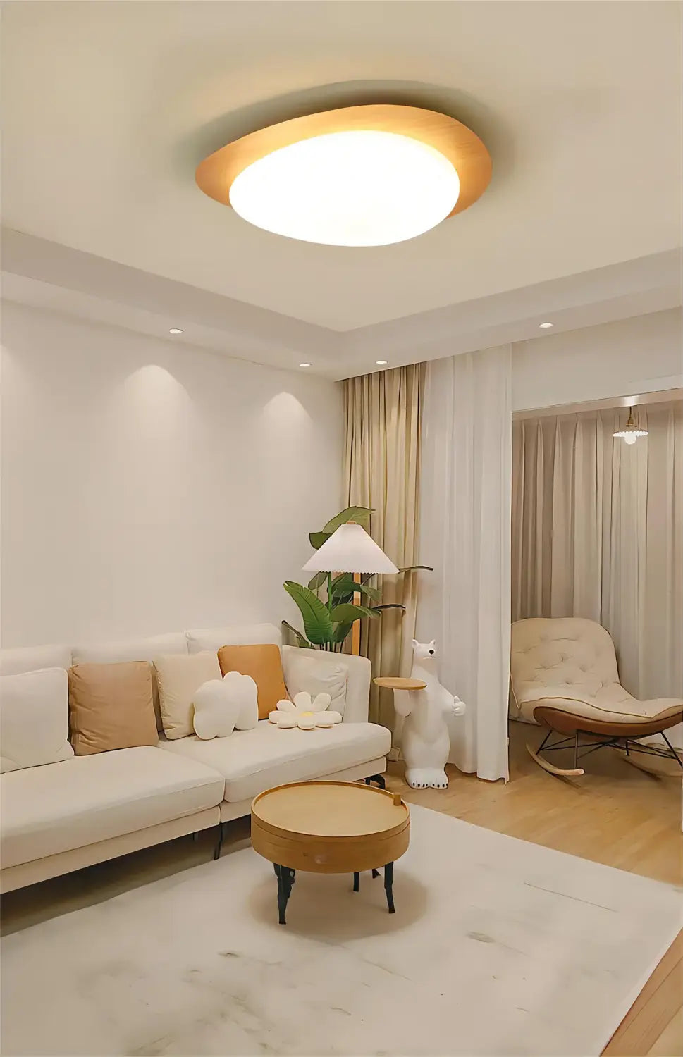 DecorBites™ Retro-Style Walnut Acrylic Ceiling Light