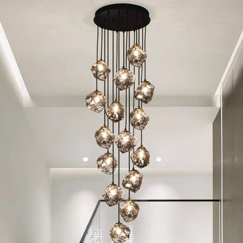 Black Modern LED Chandelier 19-Head Smoky Grey