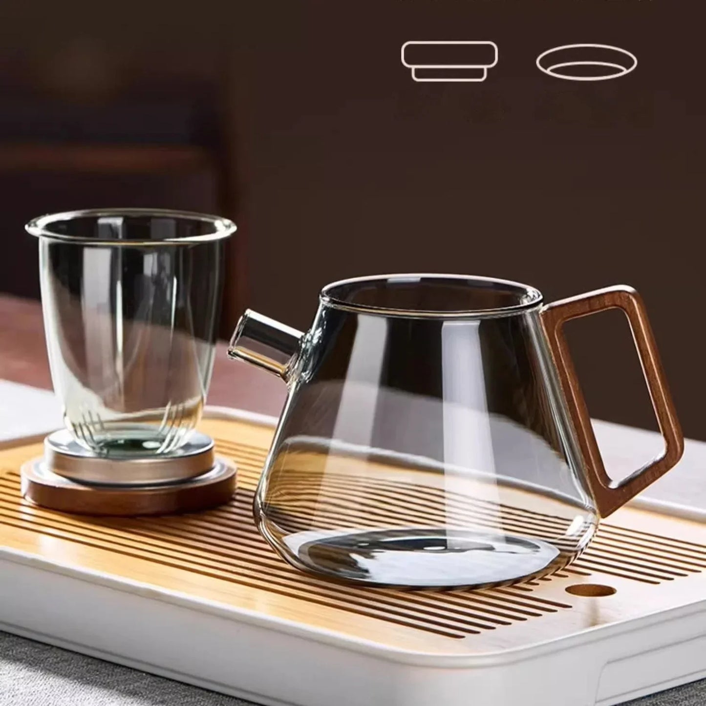 DecorBites™ Glass Teapot Set Clear Teacup Kung Fu Tea Maker Milk Rose Set