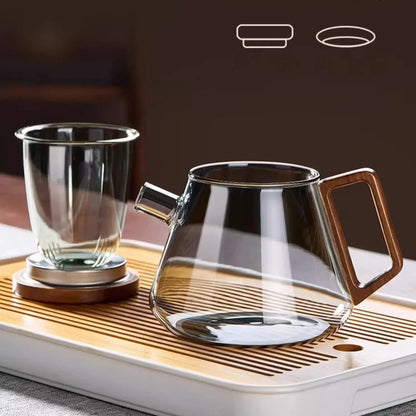 DecorBites™ Glass Teapot Set Clear Teacup Kung Fu Tea Maker Milk Rose Set