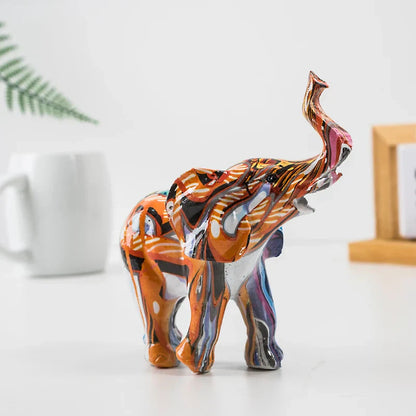 DecorBites™ Elephant Resin Figurines Art Colorful Animal Statues Handicrafts Home Decor Accessory